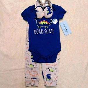NWT Cutie Pie 3-Piece Baby Set - 3-6M - Roar-Some Dino
